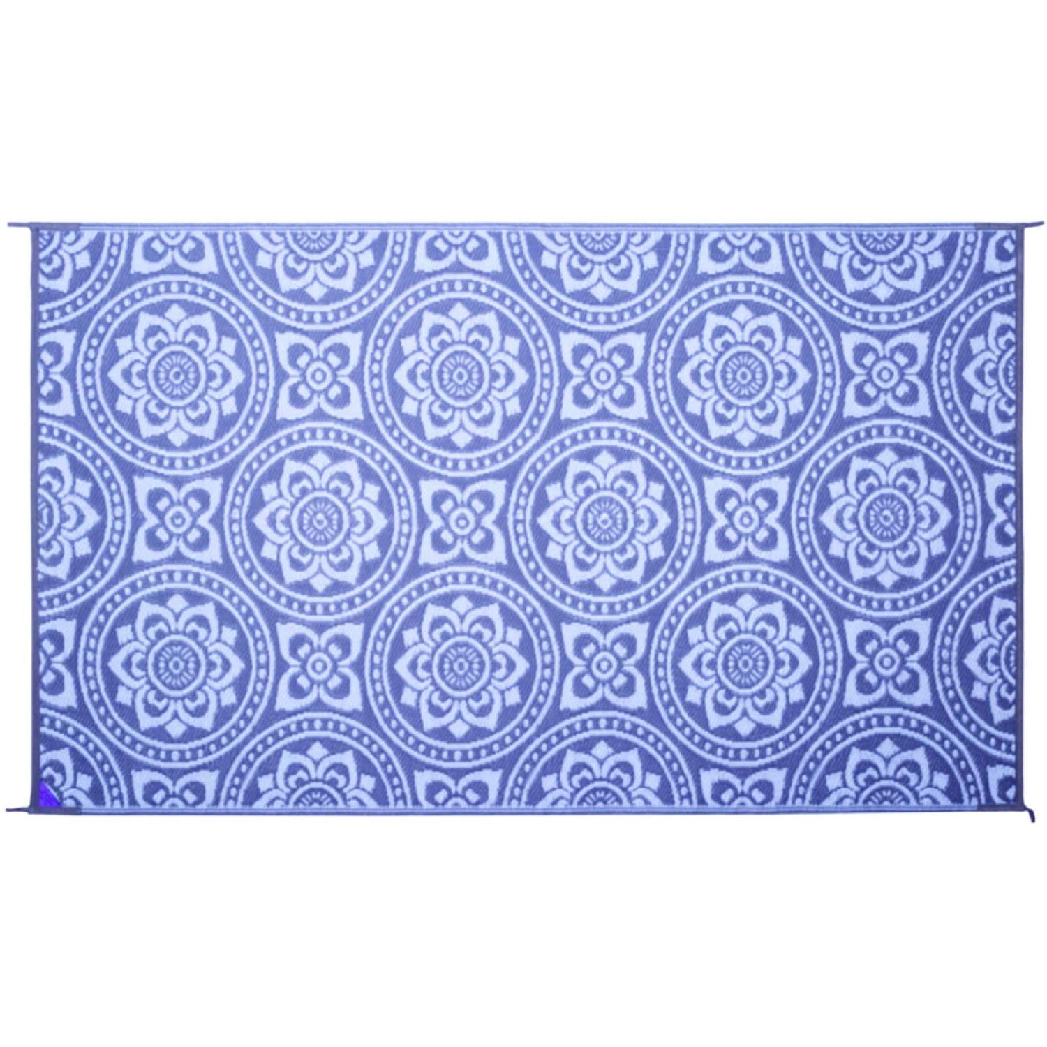 Reversible Mats 8 x 5 Foot Polypropylene Pattern Patio Mat, Blue/White(Open Box)