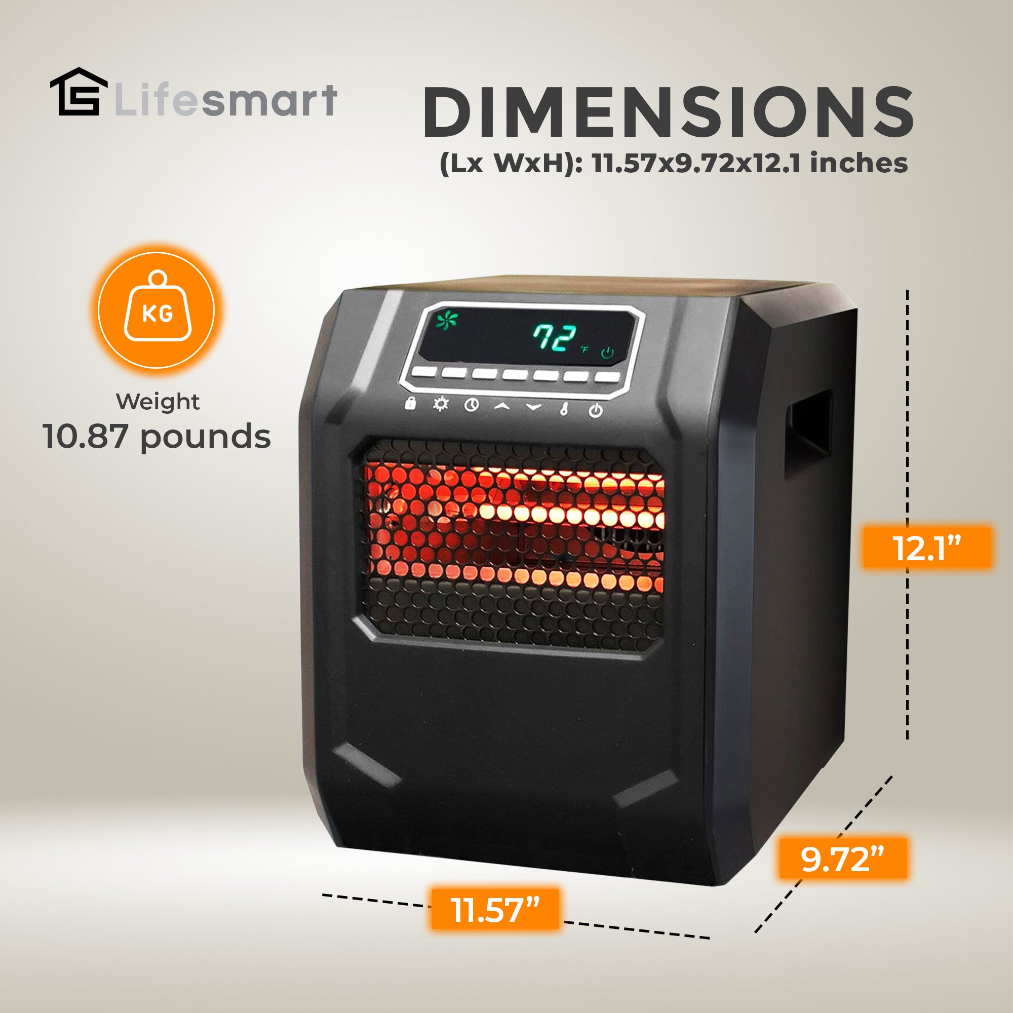Lifesmart 4 Element 1500W Portable Electric Infrared Quartz Space Heater, Indoor - VMInnovations