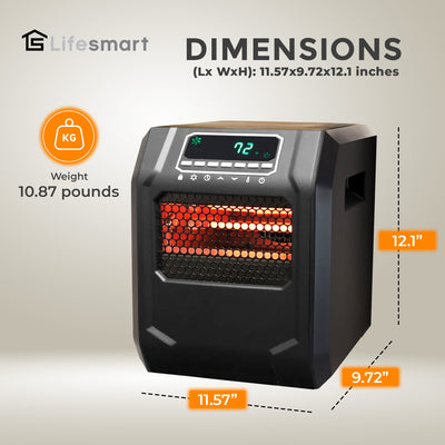 Lifesmart 4 Element 1500W Portable Electric Infrared Space Heater(Open Box)