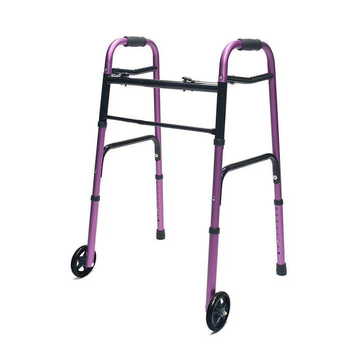 Lumex Everyday Adult Walker Walking Aid with 5" Wheels & Glide Tips (Open Box)