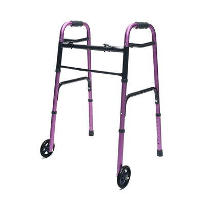 Lumex Everyday Adult Walker Walking Aid with 5" Wheels & Glide Tips (Open Box) - VMInnovations