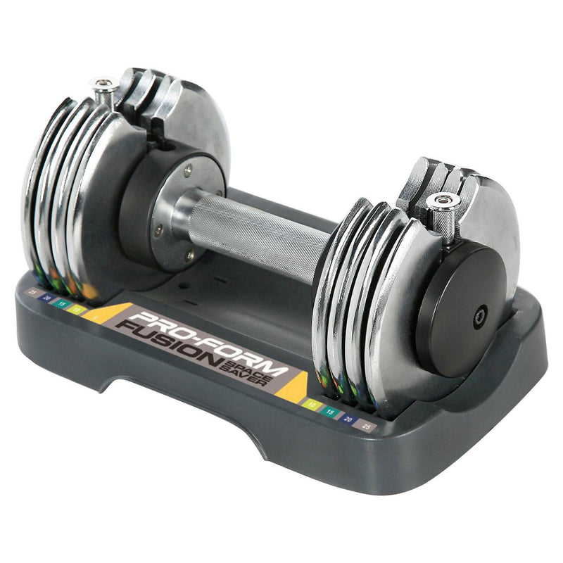 ProForm SpaceSaver Adjustable 25 Pound Dumbbell Weights with Storage Tray (Pair)