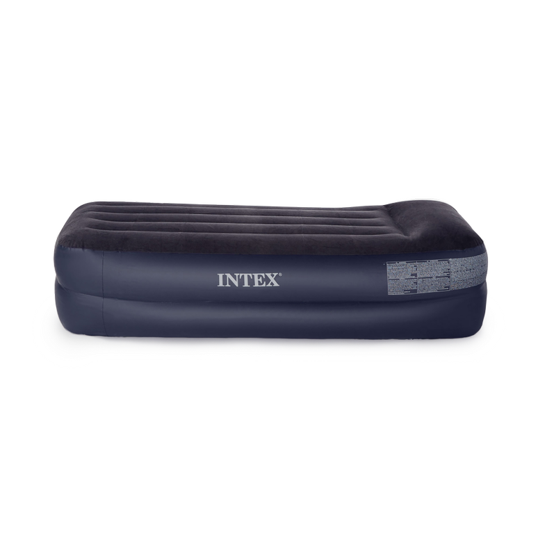 Intex Dura-Beam Pillow Rest Airbed Mattress w/ Fiber-Tech Built-In Pump, Twin