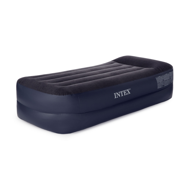 Intex Dura-Beam Pillow Rest Airbed Mattress w/ Fiber-Tech Built-In Pump, Twin