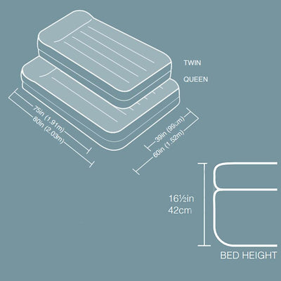 Intex Dura-Beam Pillow Rest Airbed Mattress w/ Fiber-Tech Built-In Pump, Twin