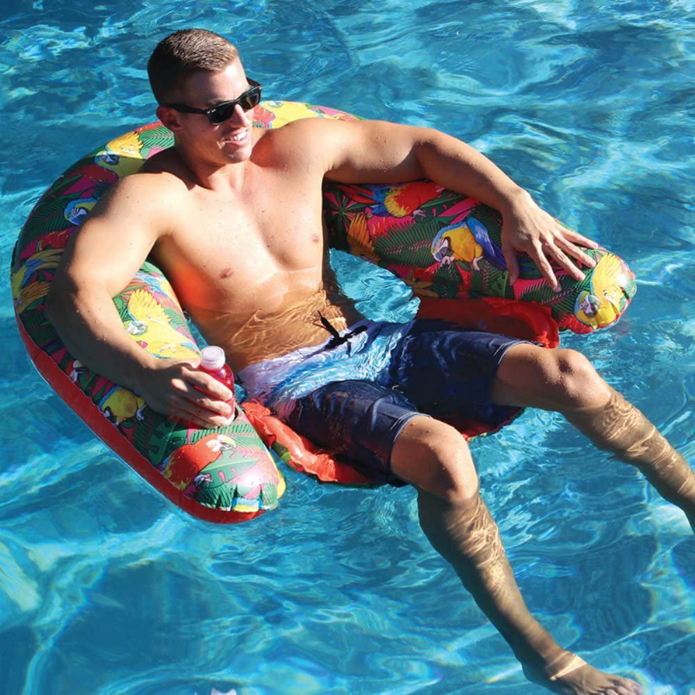 Margaritaville Pool Floats Sit & Sip Hammock Style Inflatable Water Chair, Red - VMInnovations