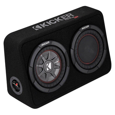 Kicker 600W Dual 8” 2-Ohm Slim Subwoofer Sealed Enclosure, Certified Refurbished
