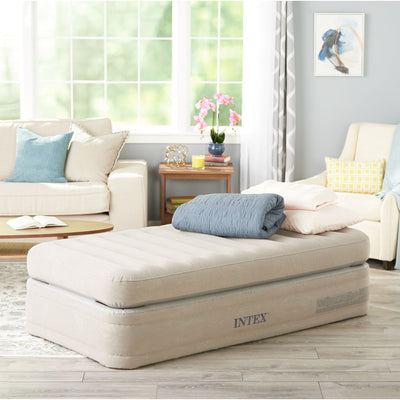 Intex 64443E Inflatable Prime Comfort Elevated Twin Airbed with Built-In Pump