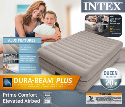 Intex Inflatable Prime Comfort Elevated Queen Airbed with Built-In Pump 64445E