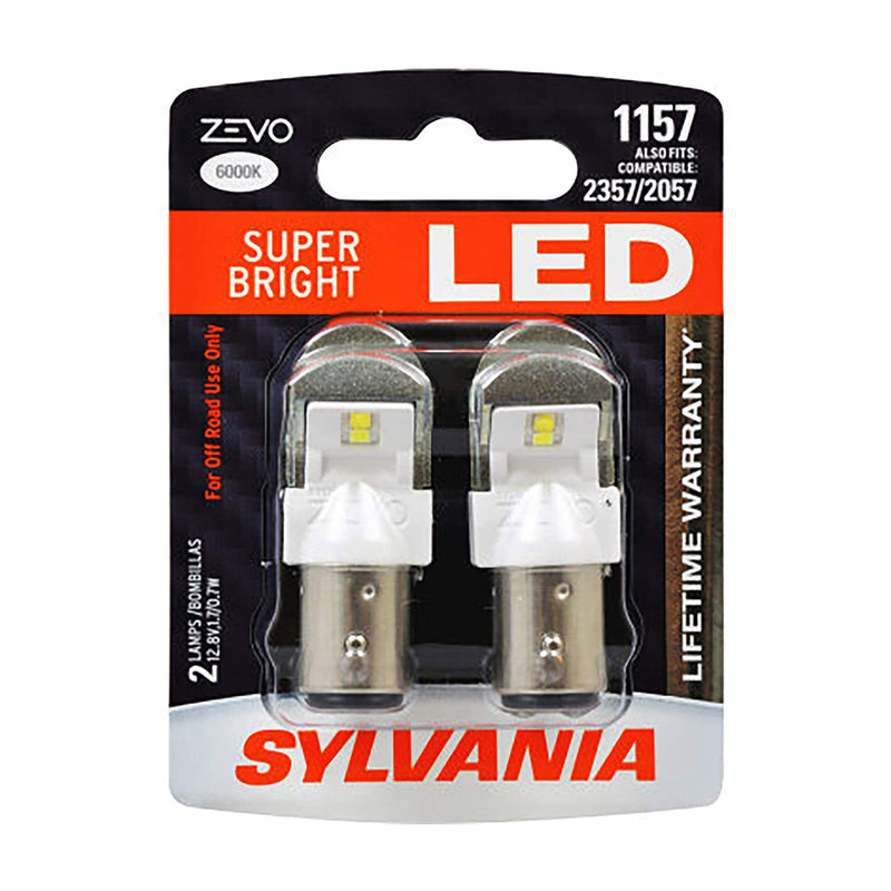 Sylvania Zevo 1157 White LED Bright Interior Exterior Mini Light Bulb, 2 Pack