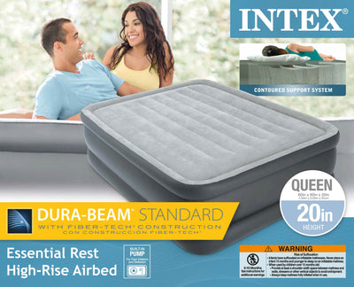 Intex Essential Rest High Rise Contoured Queen Airbed + Built-In Pump (Open Box)