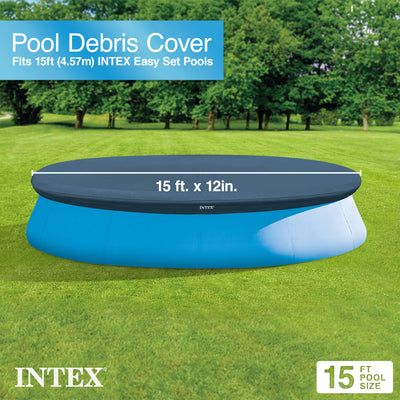 Intex 15' x 33" Easy Set Above Ground Swimming Pool, Filter Pump & Cover Tarp - VMInnovations