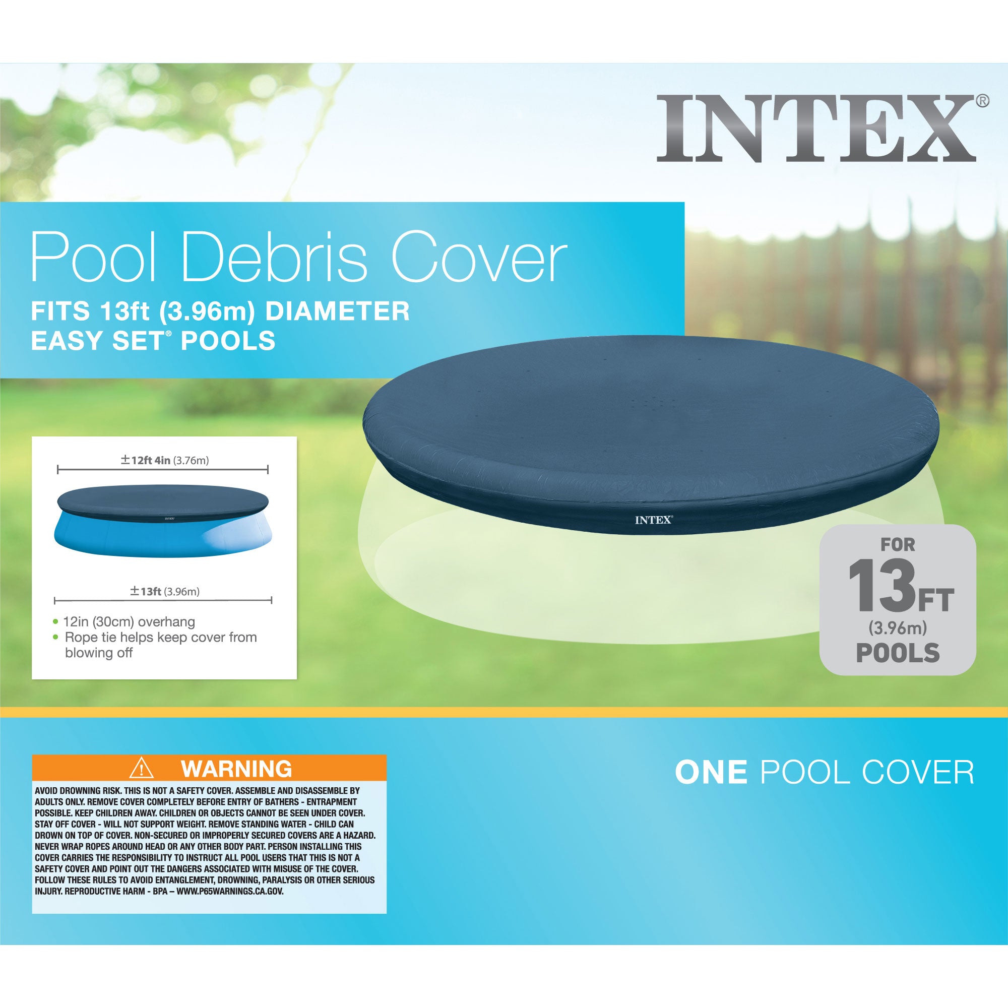Intex 13' Easy Set Above Ground Rope Tie PVC Vinyl Pool Cover (Open Box) - VMInnovations