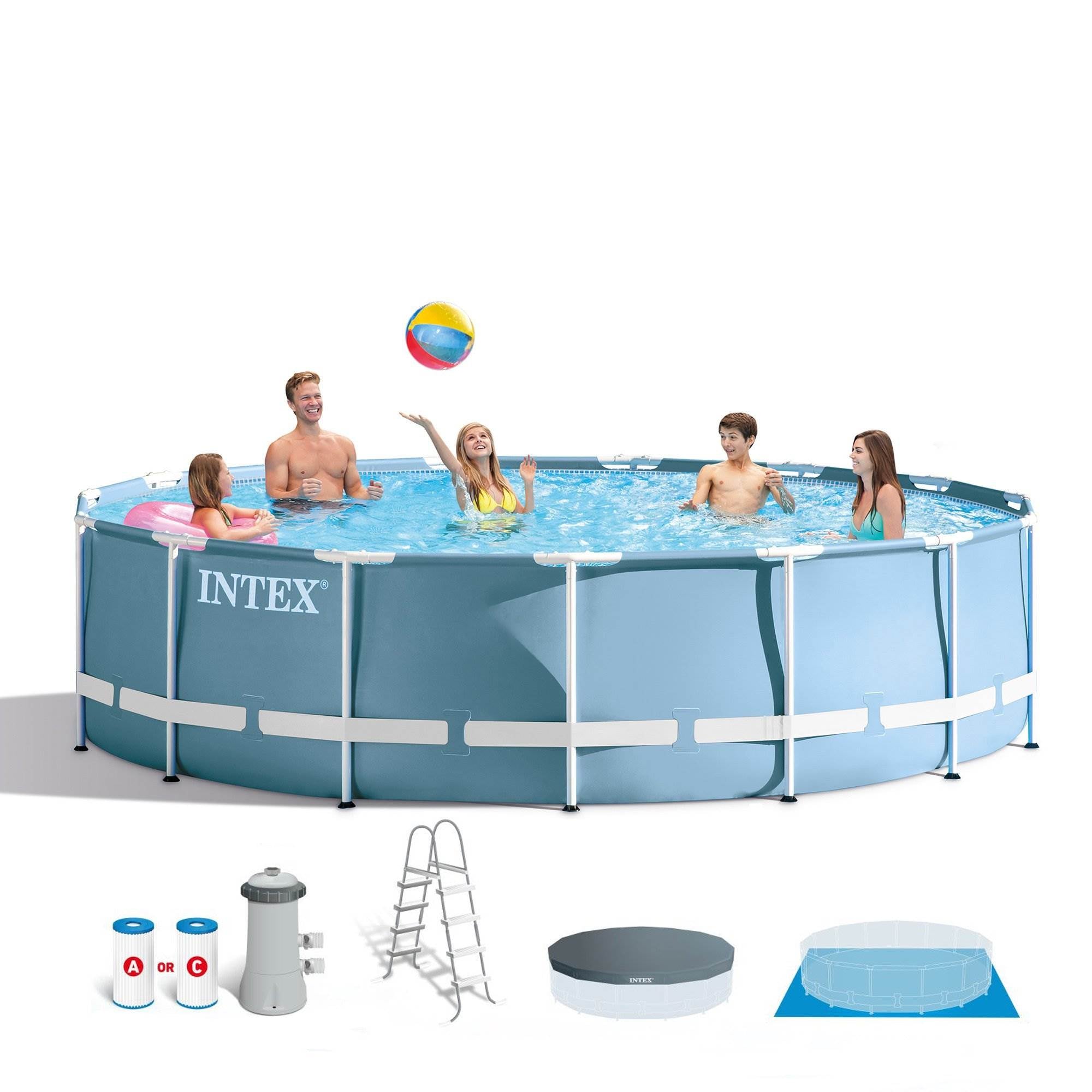 Intex 15 Feet x 42 Inches Frame Pool Set w/ Ladder, Cover, & Pump (Open Box)