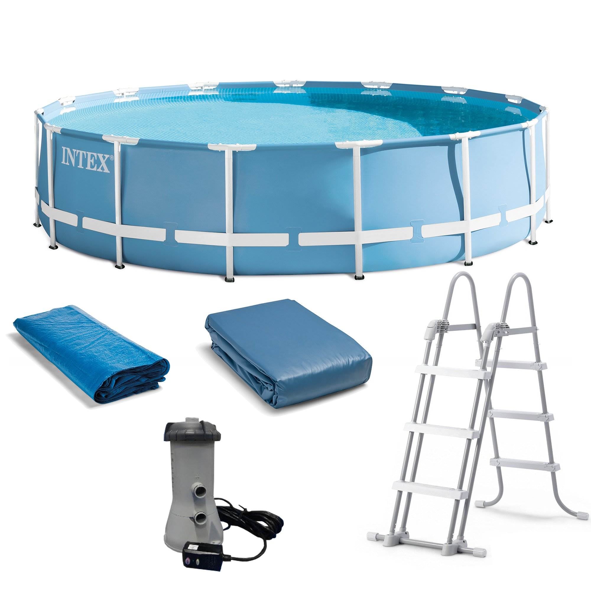 Intex 15 Feet x 42 Inches Frame Pool Set w/ Ladder, Cover, & Pump (Open Box)