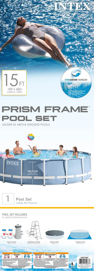 Intex 15 Feet x 42 Inches Frame Pool Set w/ Ladder, Cover, & Pump (Open Box)