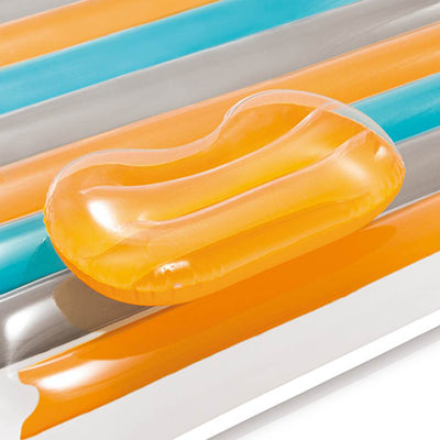 Intex Colorful Inflatable Double Pool Lounge Mat + Pillows/Cup Holders(Open Box)