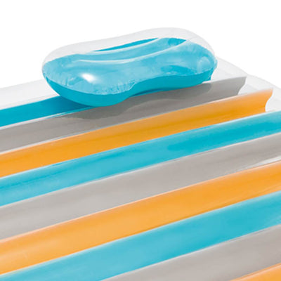 Intex Colorful Inflatable Double Pool Lounge Mat + Pillows/Cup Holders(Open Box)