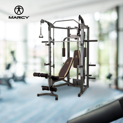 Marcy Pro Home Gym Standard Weight Training Bench with 80 Pound Weight Set