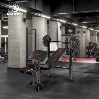 Marcy Pro Home Gym Standard Weight Bench w/ 80 Pound Weight Set, Black (Used) - VMInnovations