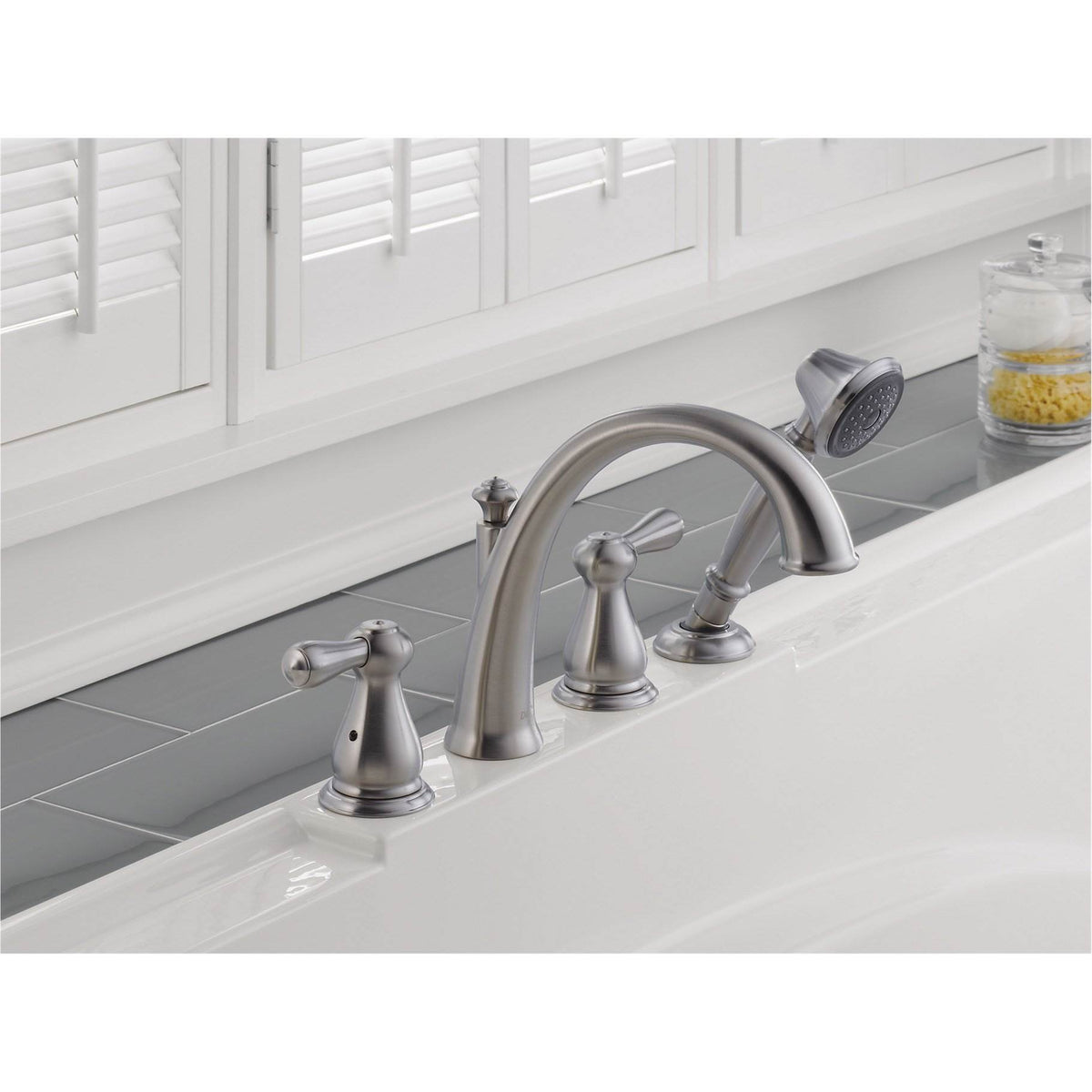 Delta Faucets Bathroom Roman Tub Trim w/ Hand Shower, Stainless Steel (Open Box)