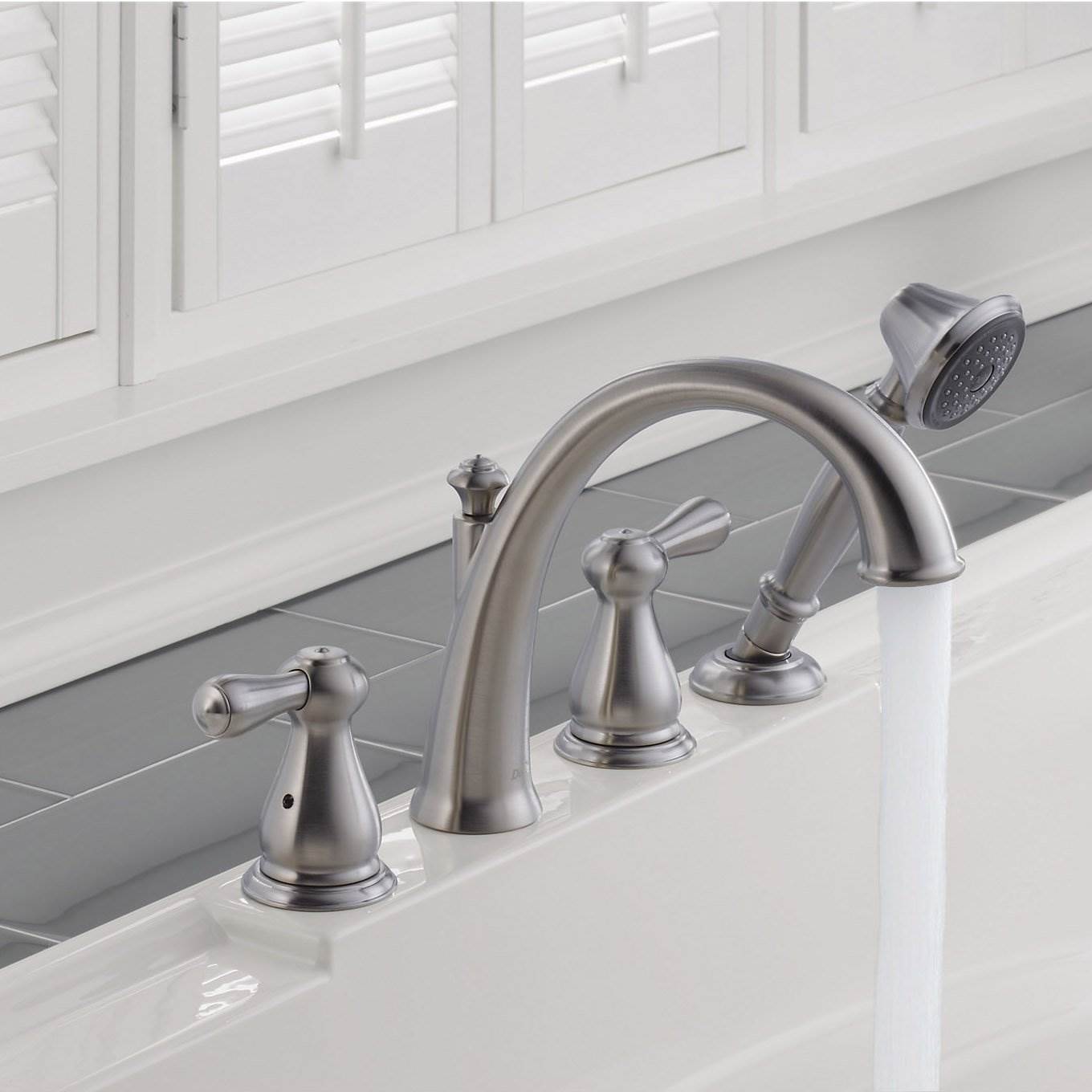 Delta Faucets Bathroom Roman Tub Trim w/ Hand Shower, Stainless Steel (Open Box)