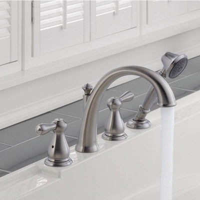 Delta Faucets Bathroom Roman Tub Trim w/ Hand Shower, Stainless Steel (Open Box)
