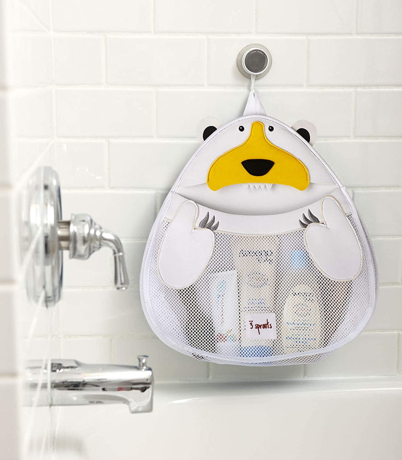 3 Sprouts Baby Hanging Suctioned Cup Bath/Shower Organizer, Polar Bear(Open Box)