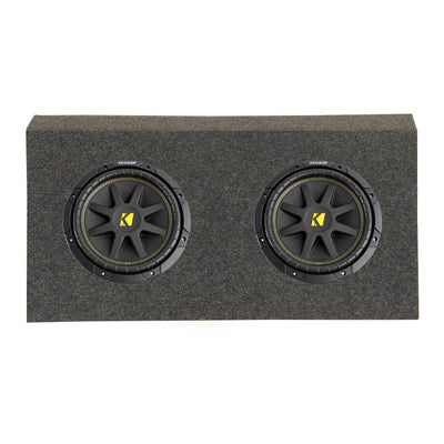 Kicker 10 Inch 600W COMP Car Subwoofers (2) + Dual Speaker Box for Jeep Wrangler