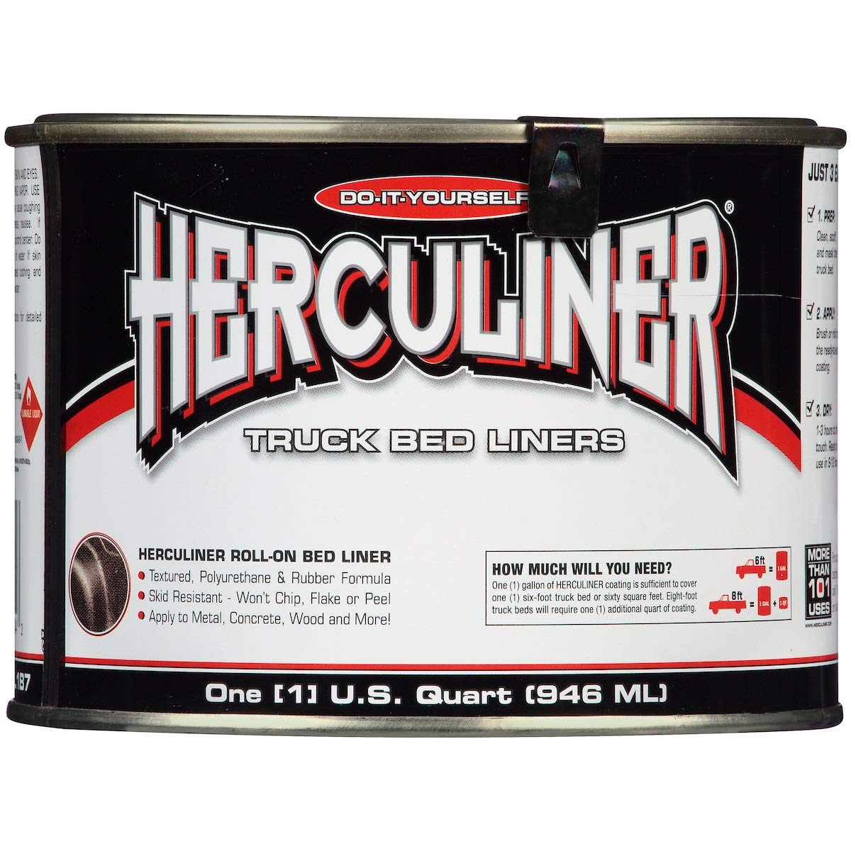 Herculiner Liquid Black Truck Bed Liner for 6 Foot Bed, 1 Quart (Open Box)