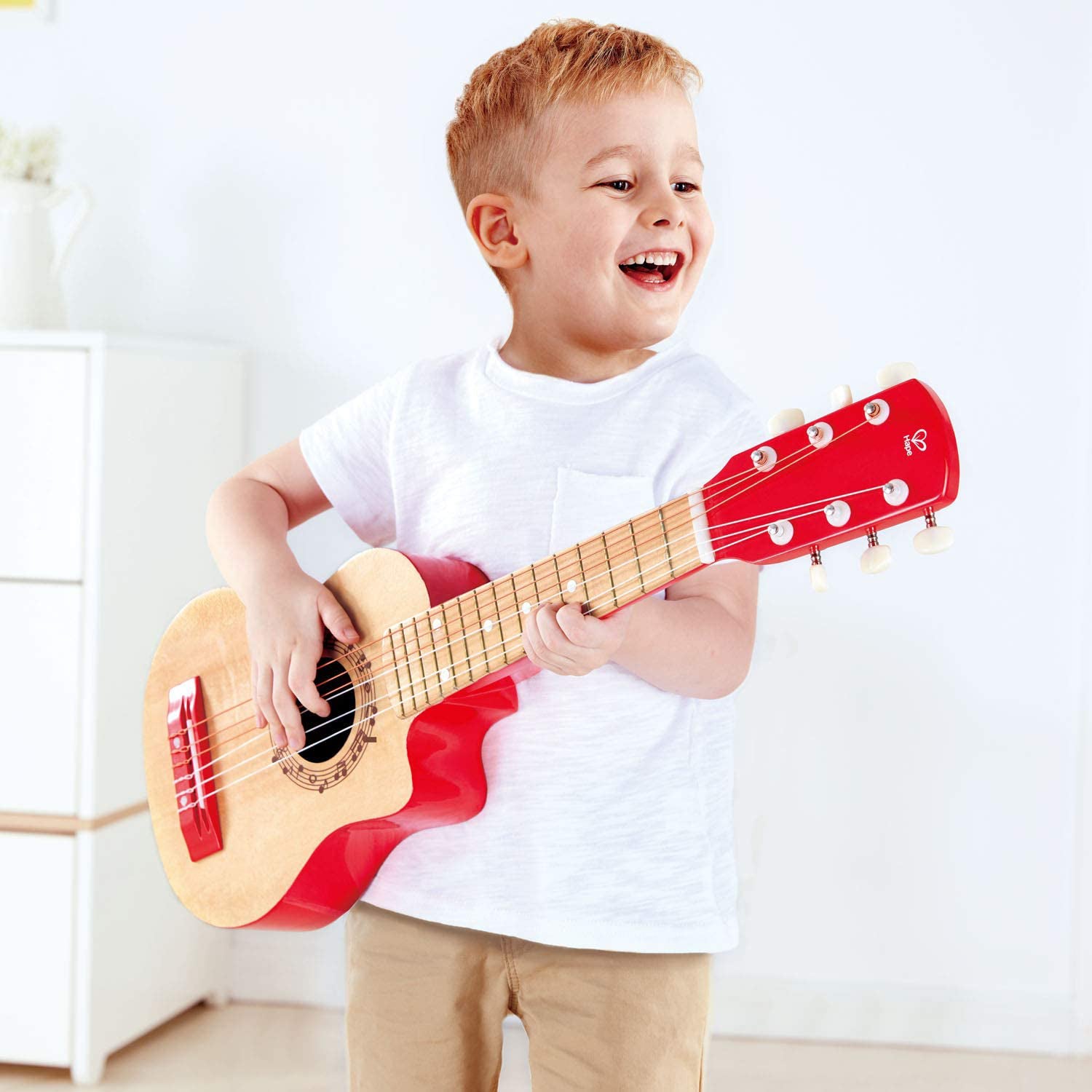 Hape Flame First Kids Wooden Toy Guitar Ukelele Musical Instrument (Open Box)