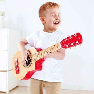 Hape Flame First Kids Wooden Toy Guitar Ukelele Musical Instrument (Open Box)