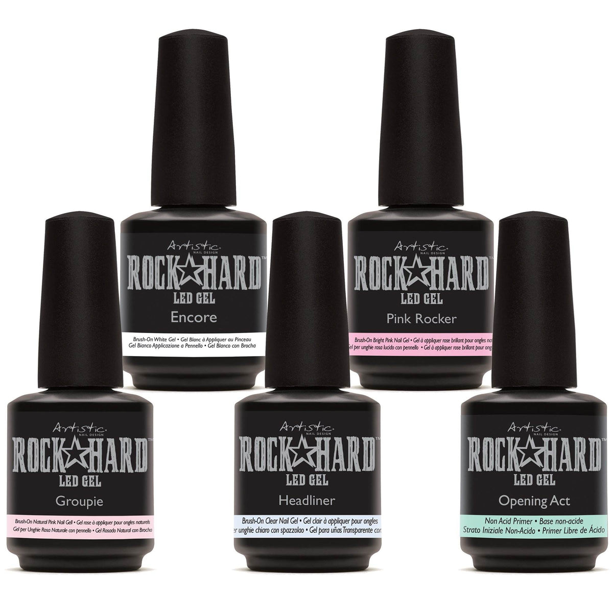 Artistic Rock Hard Gel Starter Kit with 8 Gels Oval Brush & Nail Forms(Open Box)