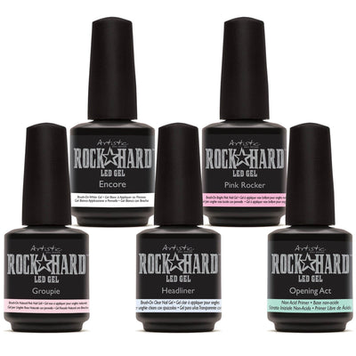 Artistic Rock Hard Gel Starter Kit with 8 Gels Oval Brush & Nail Forms(Open Box)