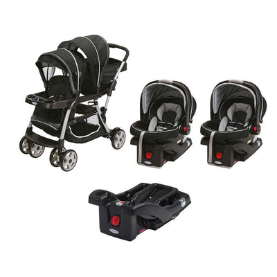 Graco Ready2Grow Dual Stroller & Two SnugRide Car Seat Travel System, Gotham