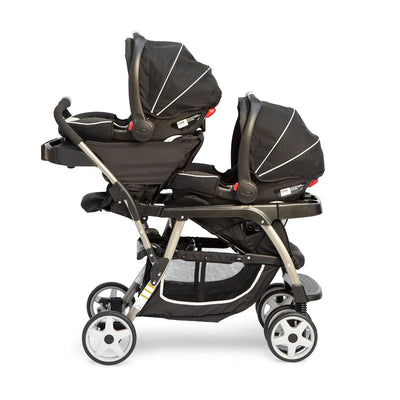 Graco Ready2Grow Dual Stroller & Two SnugRide Car Seat Travel System, Gotham