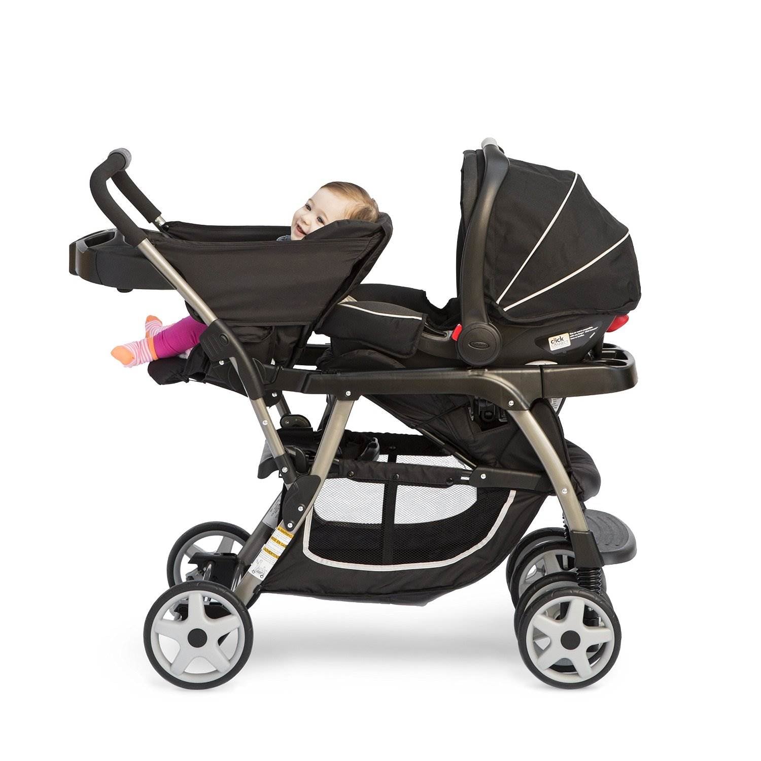 Graco Ready2Grow Dual Stroller & Two SnugRide Car Seat Travel System, Gotham