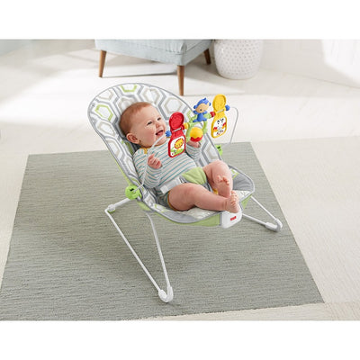 Fisher-Price CMR17 Geo Meadow Interactive Vibrating Safari Baby Bouncer, Green