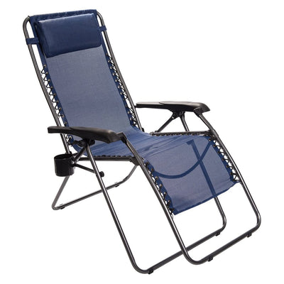 Timber Ridge Zero Gravity Locking Outdoor Patio Recliner Lounge Chair, Blue - VMInnovations