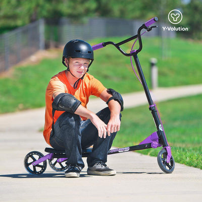 Yvolution Y Fliker Carver C5 Kids/Adult Foldable Wiggle Drifting Scooter, Purple