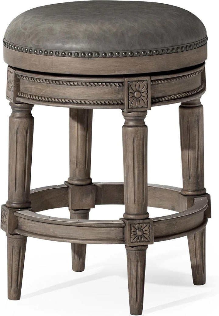 Maven Lane Counter Stool, Reclaimed Oak w/Stone Vegan Leather (For Parts) - VMInnovations