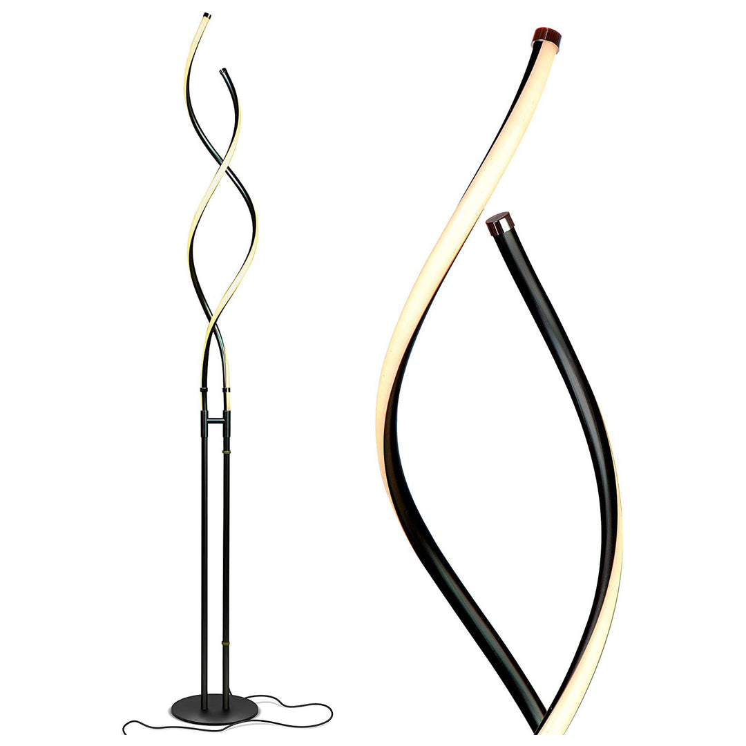 Brightech Embrace LED 2 In 1 Spiral Bright Floor Table Lamp, Jet Black(Open Box)