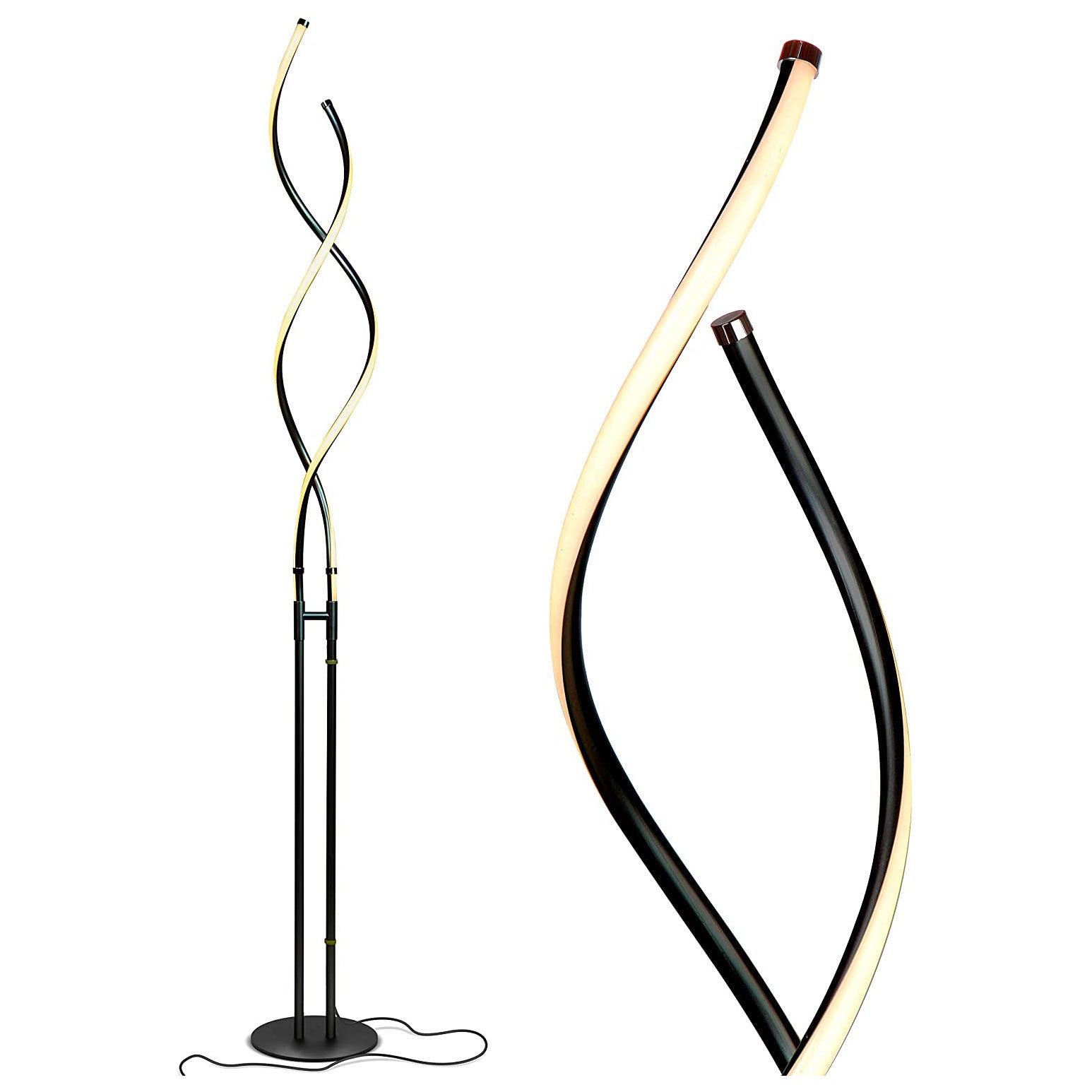 Brightech Embrace LED 2 In 1 Spiral Bright Floor Table Lamp, Jet Black(Open Box) - VMInnovations