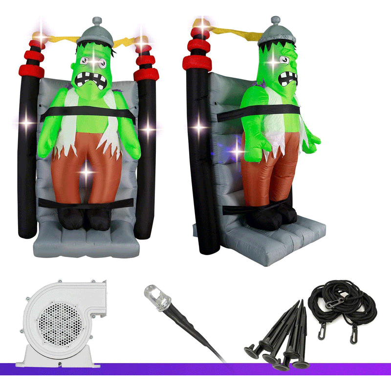 Holidayana 7 Foot Tall Inflatable Light Up Halloween Frankenstein Decoration