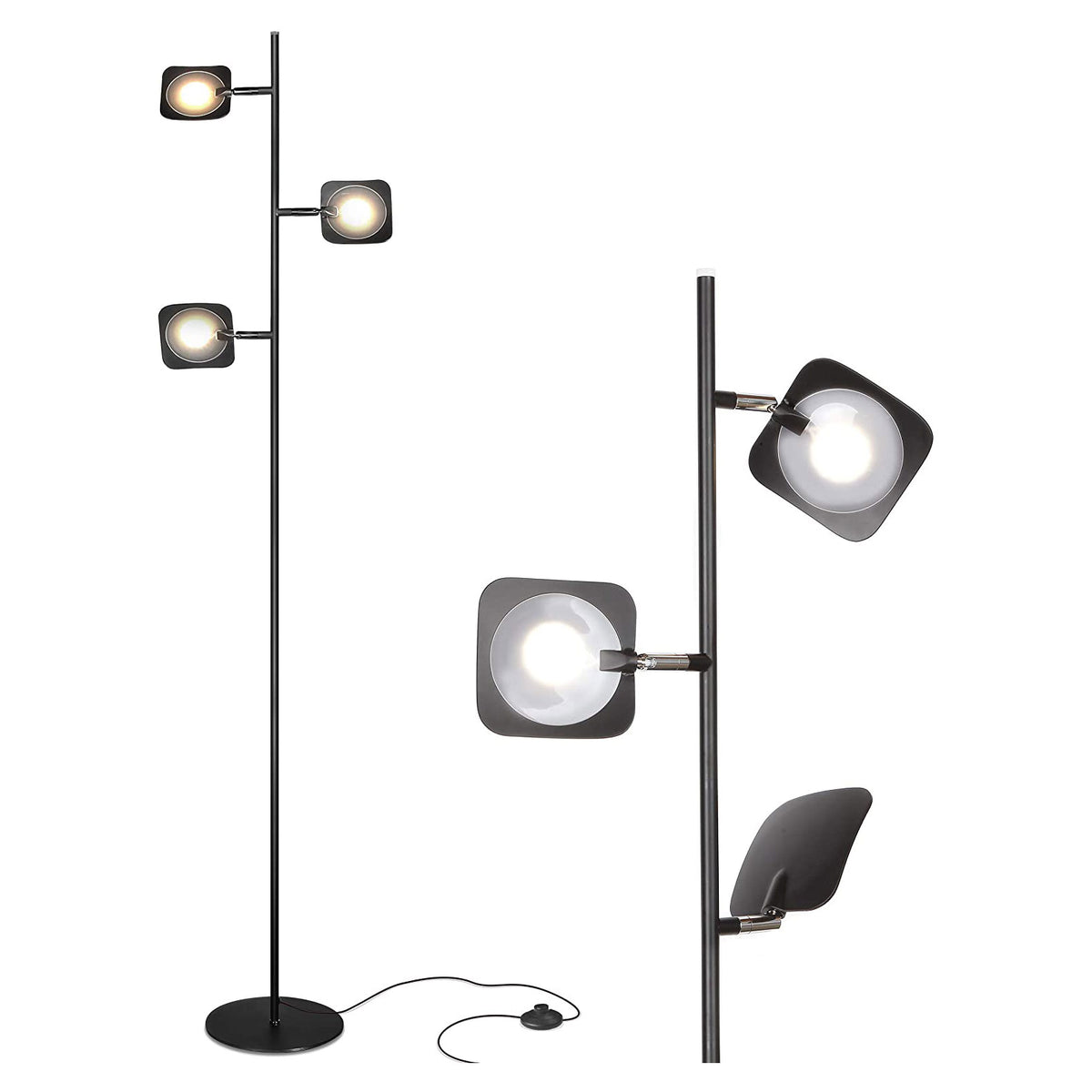 Brightech Tree LED Spotlight Super Bright 3 Light Floor Lamp, Jet Black (2 Pack)