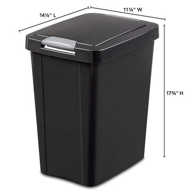 Sterilite 7.5 Gallon TouchTop Wastebasket with Titanium Latch, Black (16 Pack)