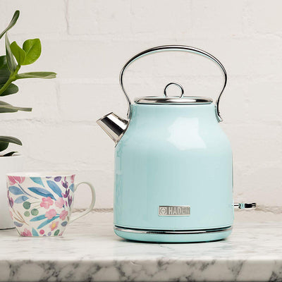 Haden Heritage 1.7 Liter Stainless Steel Body Retro Electric Kettle, Turquoise