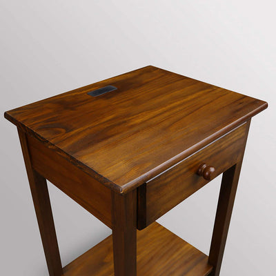 Casual Home Night Owl Bedside Nightstand with USB Ports, Warm Brown (Open Box) - VMInnovations