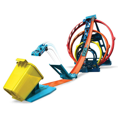 Hot Wheels Track Builder Unlimited Triple Loop Jump Stunt Kit with Vehicle(Used)