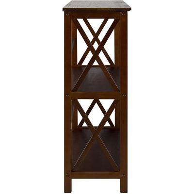 Casual Home Soild Wood Montego X Design Style 3 Shelf Bookcase Walnut (Open Box)